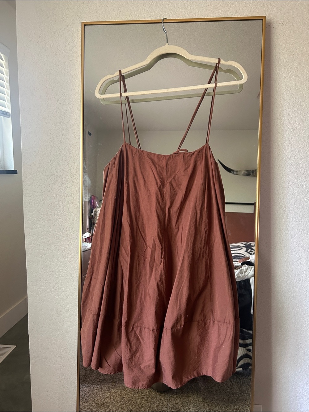 Free People Struttin Rust Brown Mini Slip Dress